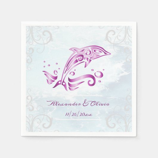 Magenta Dolphin Brautparty Napkin Serviette (Vorderseite)