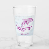 Magenta Dolphin Personalisiert Glas (Vorderseite)