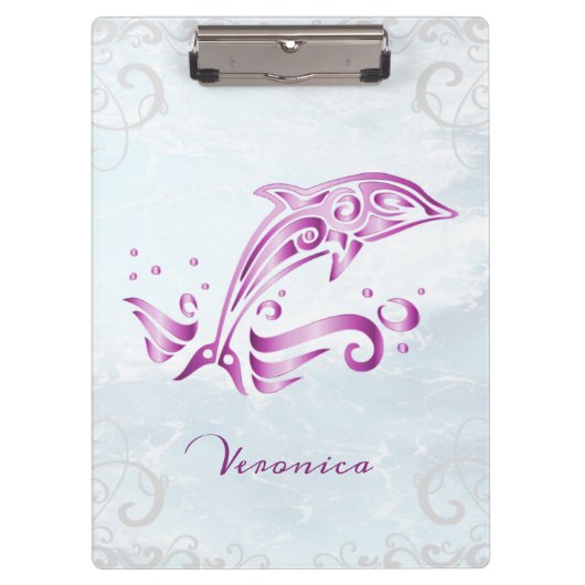 Magenta Dolphin Personalisiert Klemmbrett (Vorderseite)