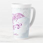Magenta Dolphin Personalisiert Latte Tasse (Rechte Ecke)