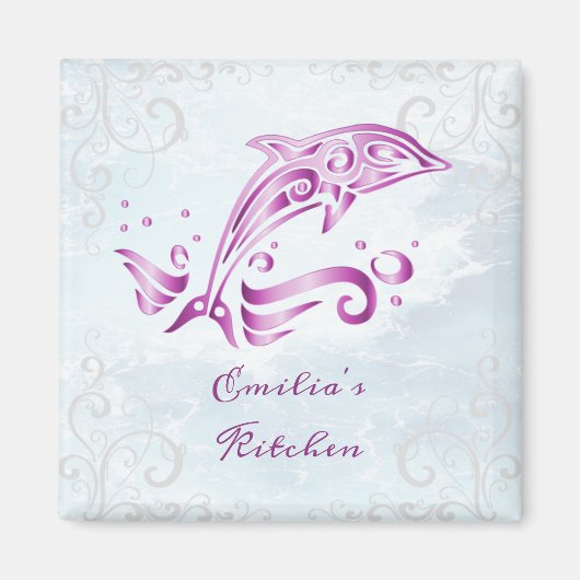 Magenta Dolphin Personalisiert Magnet (Vorne)
