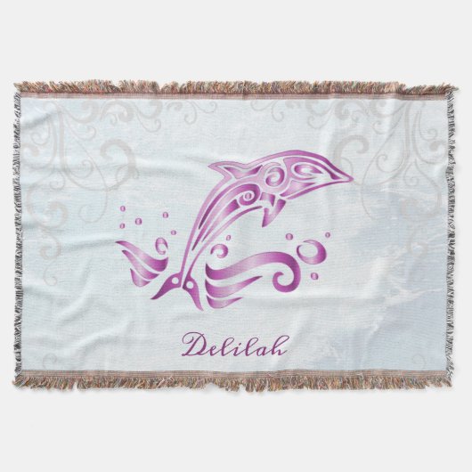 Magenta Dolphin Personalisiert Throw Blanket Decke (Vorderseite)