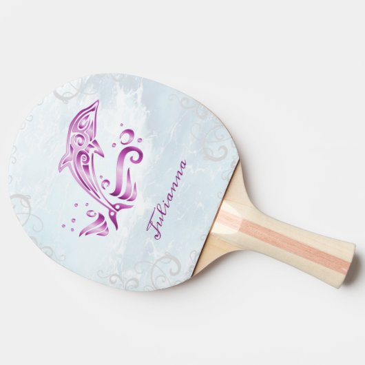 Magenta Dolphin Personalisiert Tischtennis Schläger (Seitenansicht)