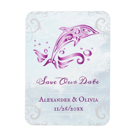 Magenta Dolphin Save the Date Magnet (Vertikal)