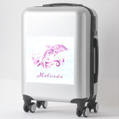 Magenta Dolphin Vinyl Sticker (Koffer)