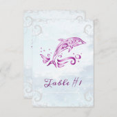 Magenta Dolphin Wedding Table Card Einladung (Vorne/Hinten)