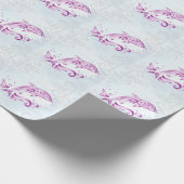 Magenta Dolphin Wedding Wrapping Paper Geschenkpapier (Ecke)