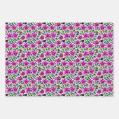 Magenta Doodle Blume Geschenkpapier Set (Vorderseite 3)