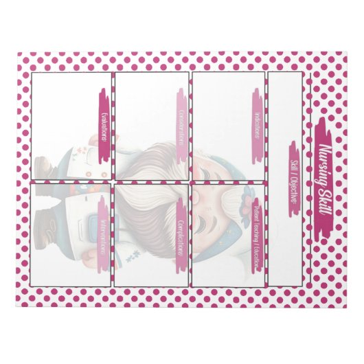 Magenta Dr. Gnome Nursing Student Skills Template Notizblock (Vorderseite)
