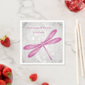 Magenta Dragonfly Brautparty Napkin Serviette (Beispiel)