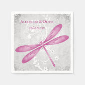 Magenta Dragonfly Brautparty Napkin Serviette (Vorderseite)