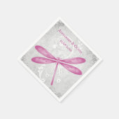 Magenta Dragonfly Brautparty Napkin Serviette (Ecke)