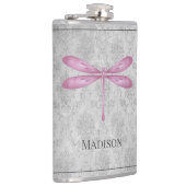 Magenta Dragonfly Damask Flask Flachmann (Rechts)