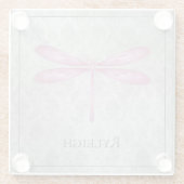 Magenta Dragonfly Damask Glasuntersetzer (Rückseite)