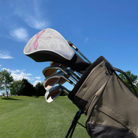 Magenta Dragonfly Damask Golf Headcover