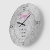 Magenta Dragonfly Damask Große Wanduhr (Winkel)