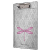 Magenta Dragonfly Damask Klemmbrett (Links)