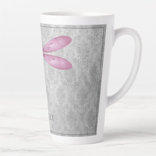 Magenta Dragonfly Damask Milchtasse (Rechts)