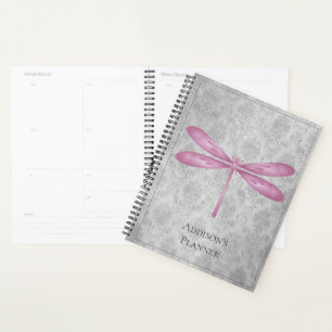 Magenta Dragonfly Damask Planer