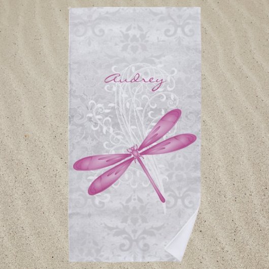 Magenta Dragonfly Personalisiert Beach Handtuch