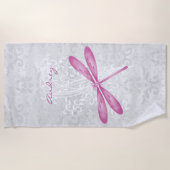 Magenta Dragonfly Personalisiert Beach Handtuch (Vorderseite)