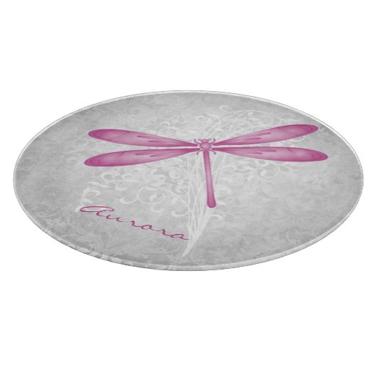 Magenta Dragonfly Personalisiert Cutting Board Schneidebrett (Ecke)