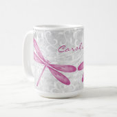 Magenta Dragonfly Personalisiert Kaffee Tasse (Vorderseite Links)
