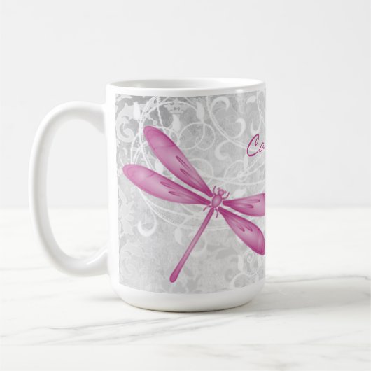 Magenta Dragonfly Personalisiert Kaffee Tasse (Links)