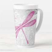Magenta Dragonfly Personalisiert Latte Tasse (Rechte Ecke)
