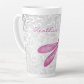 Magenta Dragonfly Personalisiert Latte Tasse (Linke Ecke)