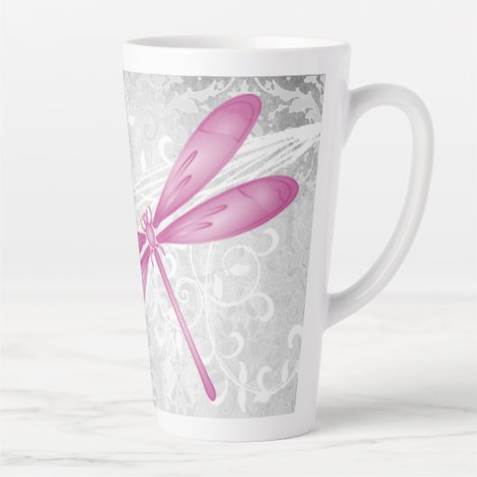 Magenta Dragonfly Personalisiert Latte Tasse (Rechts)