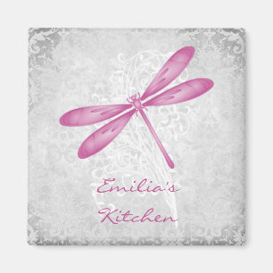 Magenta Dragonfly Personalisiert Magnet
