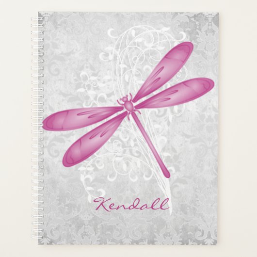 Magenta Dragonfly Personalisiert Planner Planer (Vorderseite)