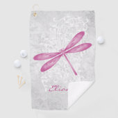 Magenta Dragonfly Personalisiertes Golfhandtuch (Insitu)