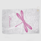 Magenta Dragonfly Personalisiertes Golfhandtuch (Horizontal)