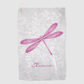 Magenta Dragonfly Personalisiertes Golfhandtuch (Vorderseite)
