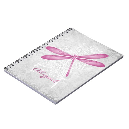 Magenta Dragonfly Personalisiertes Notebook Notizblock (Linke Seite)