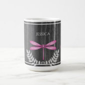 Magenta Dragonfly Rustic Personalisiert Coffee Tas Kaffeetasse (Mittel)