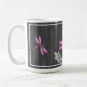 Magenta Dragonfly Rustic Personalisiert Coffee Tas Kaffeetasse (Links)