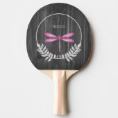 Magenta Dragonfly Rustic Ping Pong Paddle Tischtennis Schläger (Vorderseite)