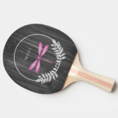 Magenta Dragonfly Rustic Ping Pong Paddle Tischtennis Schläger (Seitenansicht)