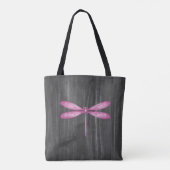 Magenta Dragonfly Rustikale Personalisiert Tote Ta Tasche (Rückseite)