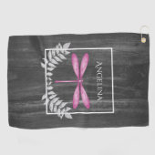 Magenta Dragonfly Rustikales Golfhandtuch (Horizontal)