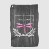 Magenta Dragonfly Rustikales Golfhandtuch (Vorderseite)