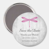 Magenta Dragonfly Save the Date Magnet (Vorderseite/Rückseite)