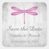 Magenta Dragonfly Save the Date Stickers (Vorderseite)