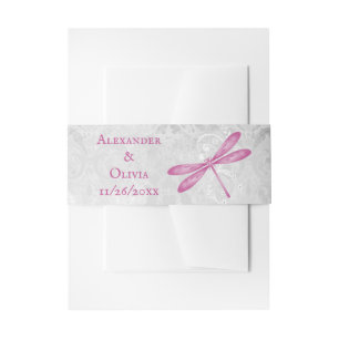Magenta Dragonfly Wedding Invite Bly Band