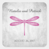 Magenta Dragonfly Wedding Stickers (Vorderseite)