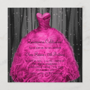 Magenta Dress Quinceanera Einladung