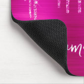 Magenta Dripping Glitzer Glam Name Mousepad (Ecke)